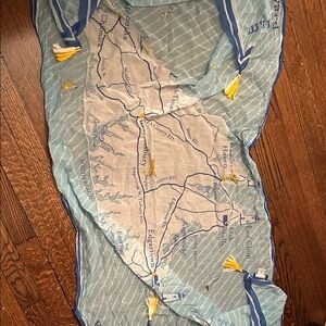 Vineyard Vines Blue and Yellow Map Scarf